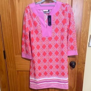 Cabana Life Pink and Orange Geometric Dress